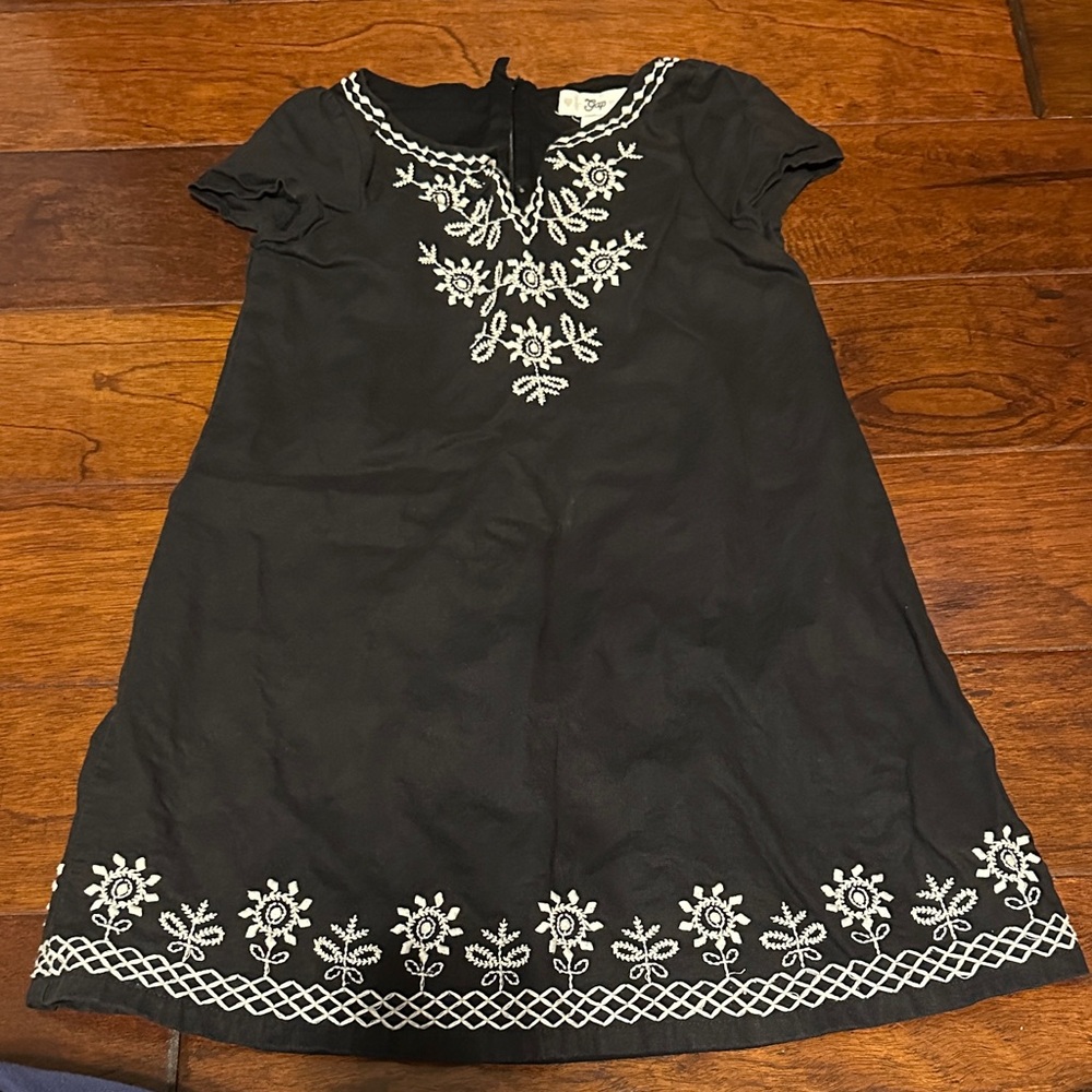 GAP Black Kids Dress with White Embroidery